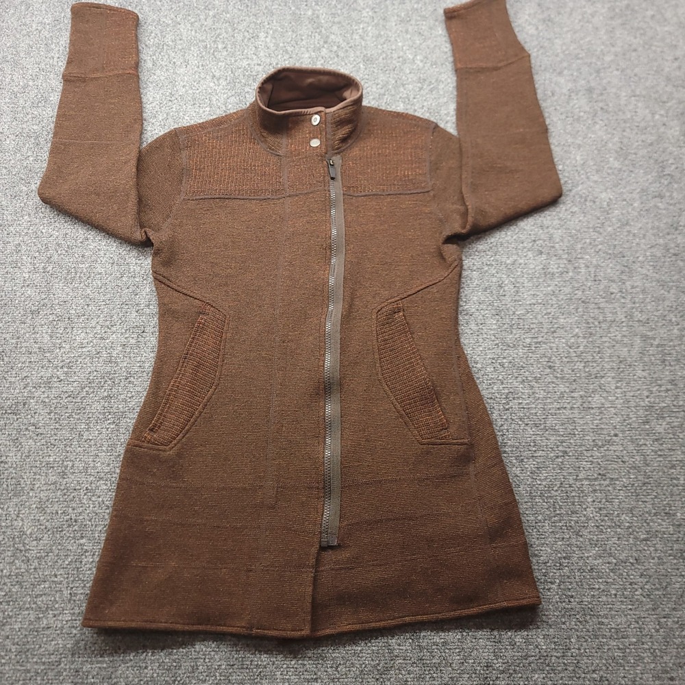 Title Nine Brown Wool Blend Full Zip Sweater Jacket Mock Neck 470939 Womens S